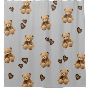 cute bear cartoon pattern shower curtain