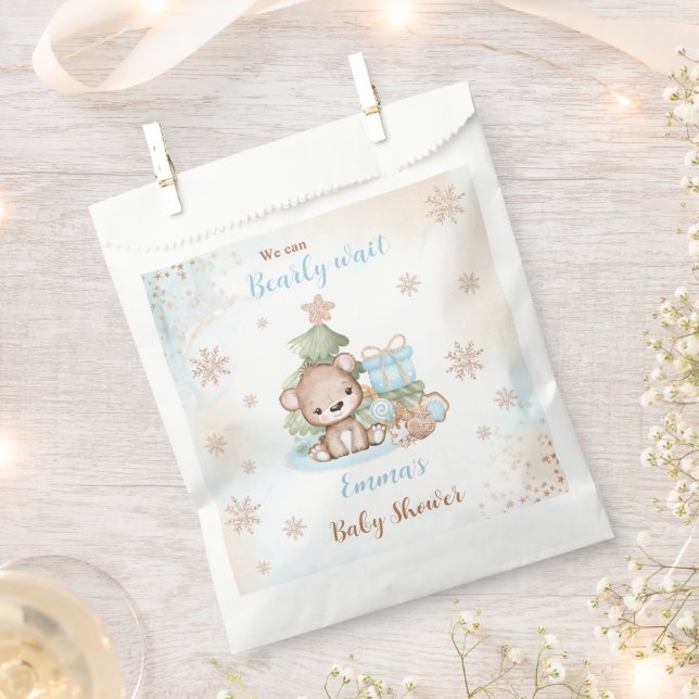 Cute Bear Christmas Boy Baby Shower Favour Bag  (Clipped)