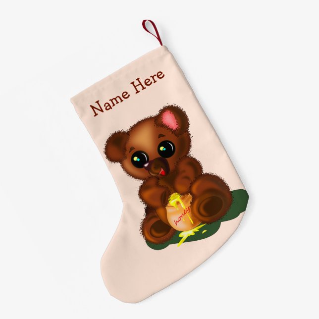 Cute Bear Christmas Stockings Personalized Name (Back (Hanging))