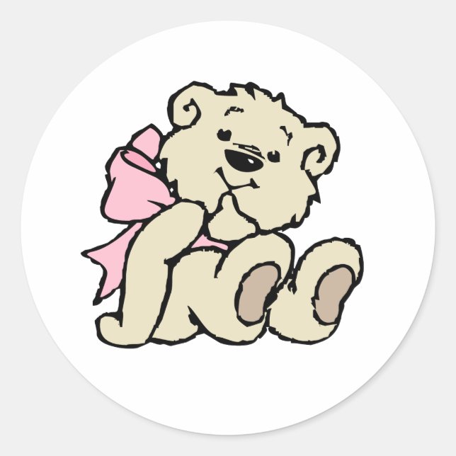 Cute Bear Classic Round Sticker (Front)