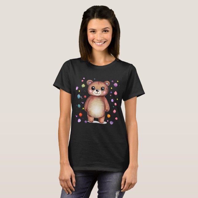 Cute Bear Cool Teddy positive T-Shirt (Front Full)