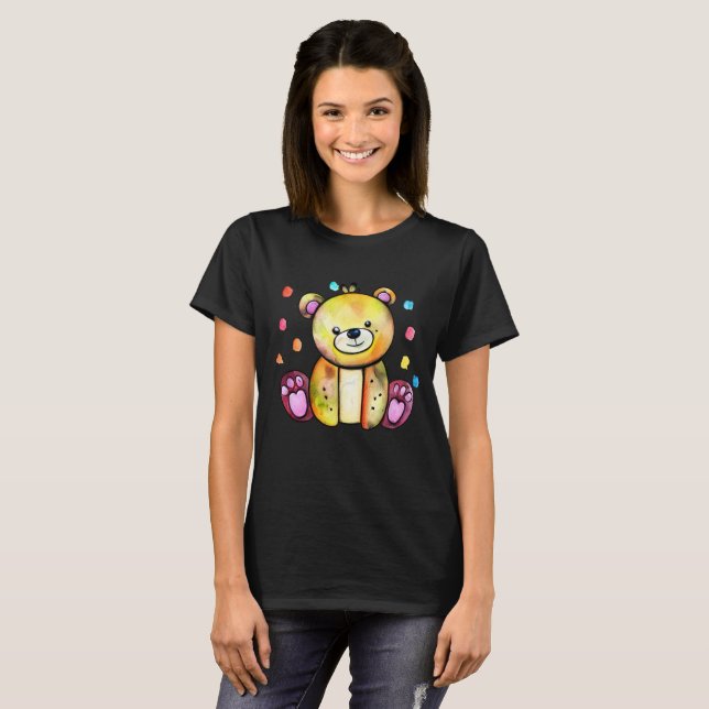 Cute Bear Cool Teddy positive T-Shirt (Front Full)