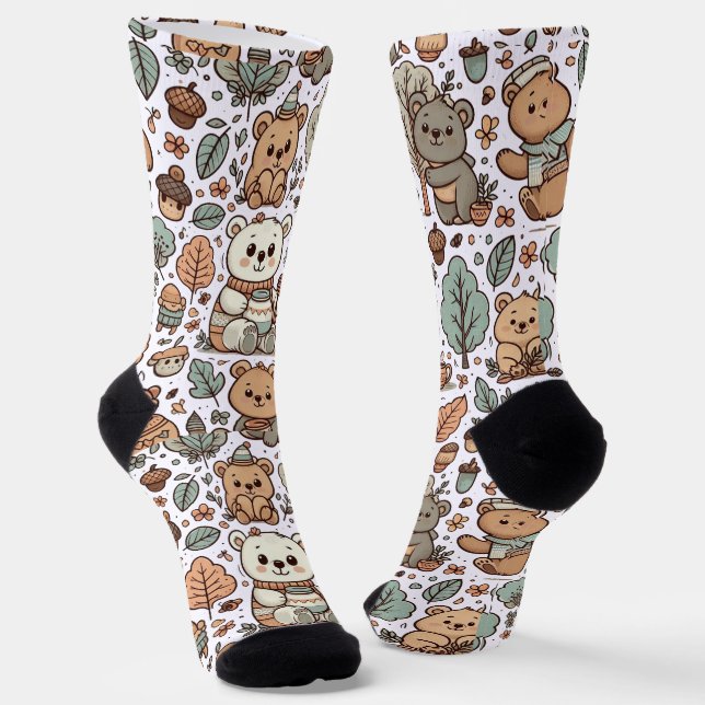 Cute Bear Cosy Socks – Playful Vector Design (Angled)