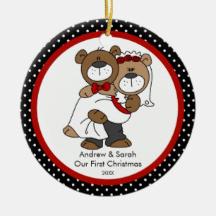 Cute Bear Couple Our First Christmas Ornament