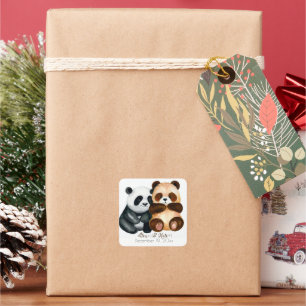 Cute Bear Couple Romantic Wedding Square Sticker