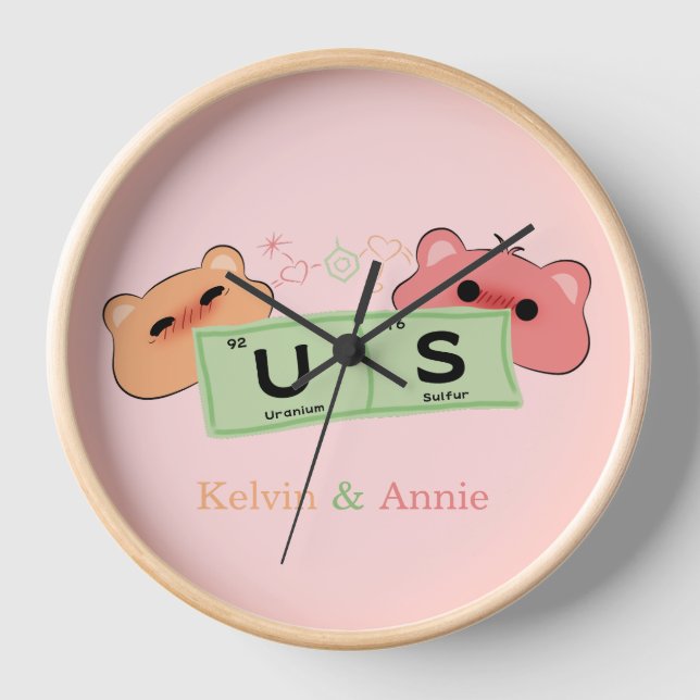 Cute Bear Couple Wall Clock (Front)