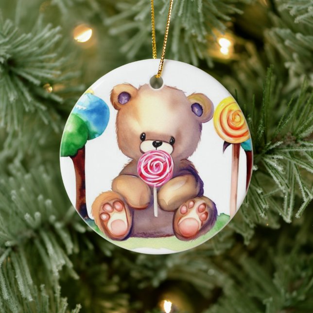 Cute Bear Cub Ceramic Tree Decoration (Tree)