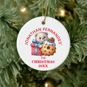 Cute Bear Cub First Christmas Personalised Ceramic Tree Decoration