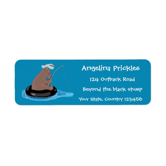 Cute bear cub fishing cartoon illustration (Front)