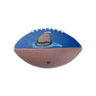 Cute bear cub fishing cartoon illustration american football
