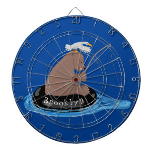 Cute bear cub fishing cartoon illustration dartboard