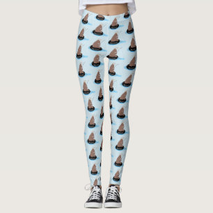 Cute bear cub fishing cartoon illustration leggings