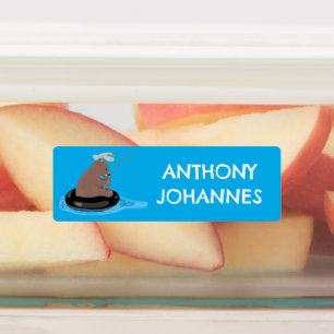 Cute bear cub fishing cartoon personalised