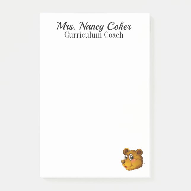 Cute Bear Cub Personalised Note Pad (Front)