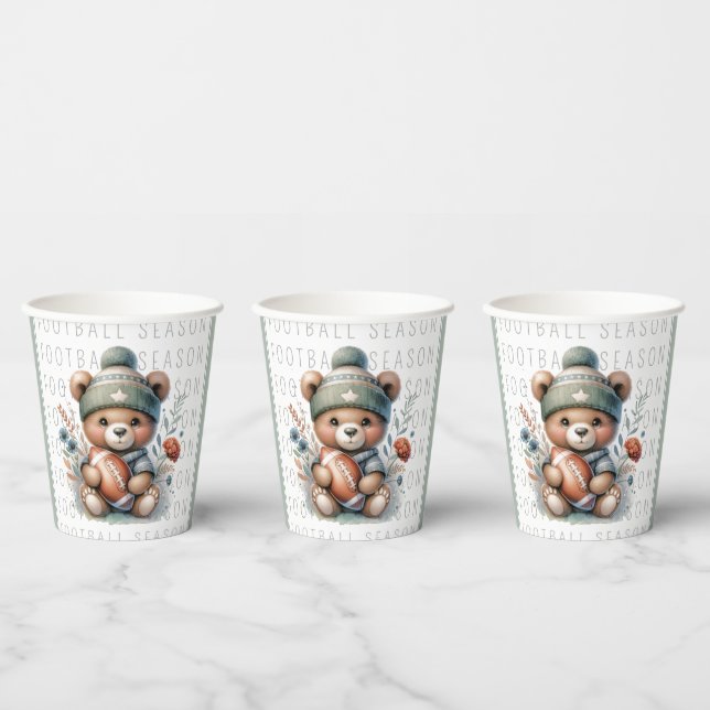 Cute Bear Custom Football Paper Cups (Multi)