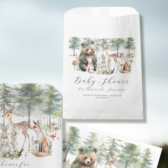 Cute Bear Deer Squirrel Forest Animals Baby Shower Favour Bags (Creator Uploaded)