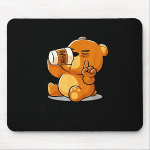 Cute Bear Drinking Funny Introvert - Coffee Shh Mouse Mat
