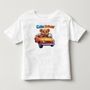 Cute Bear Driver Colourful Car Fun Scene For Kids  Toddler T-Shirt