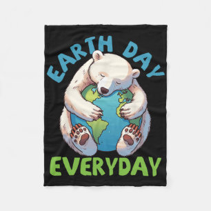Cute Bear Earth Day Every Day Hug The Earth Fleece Blanket