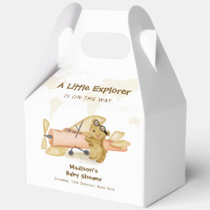 Cute Bear Explorer World Map Airplane Baby Shower Favour Box