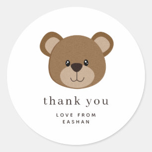 Cute Bear Face   1st Birthday Thank You Classic Round Sticker