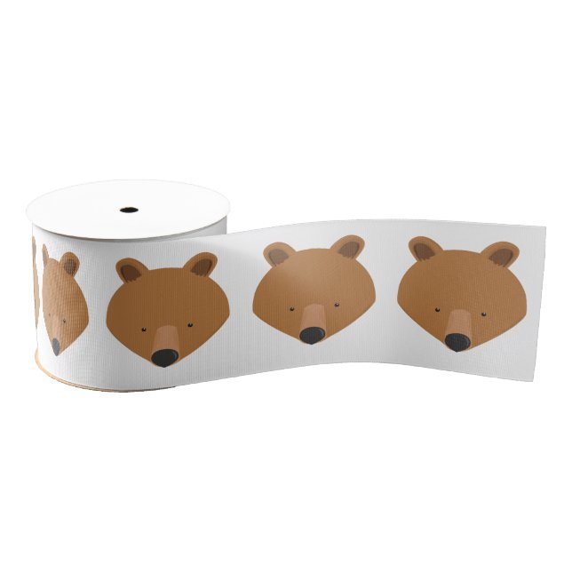 Cute Bear Face Animal Grosgrain Ribbon (Spool)