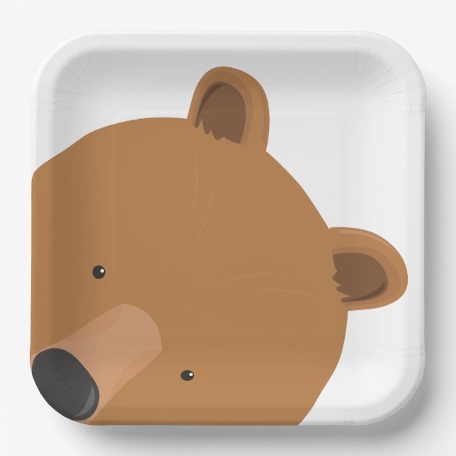  Cute Bear Face Animal Paper Plate (Front)