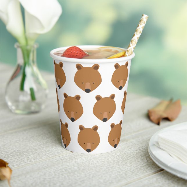 Cute Bear Face Pattern Animal Paper Cups (Insitu)