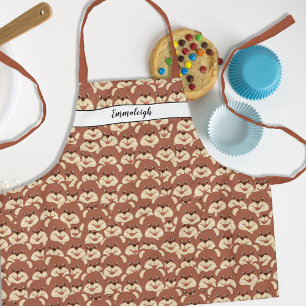 Cute Bear Face Pattern Monogrammed Apron
