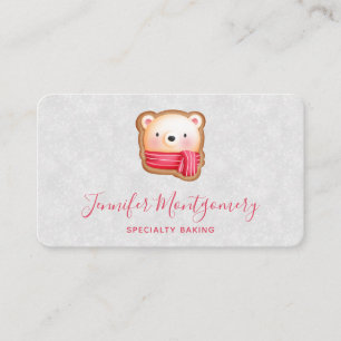 Cute Bear Face Red Scarf & Rosy Cheeks Business Card