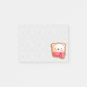Cute Bear Face Red Scarf & Rosy Cheeks Christmas Post-it Notes