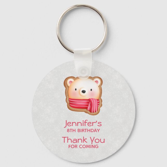 Cute Bear Face Red Scarf & Rosy Cheeks Party Favou Key Ring (Front)