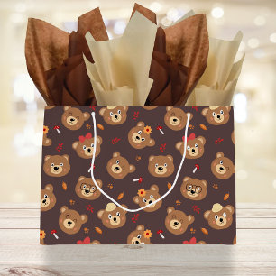 Cute Bear Faces Kids Pattern Large Gift Bag