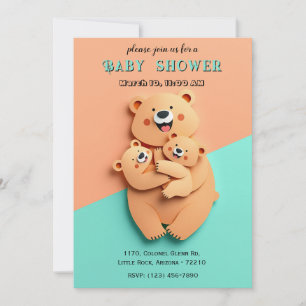 Cute Bear Family Baby Shower Card