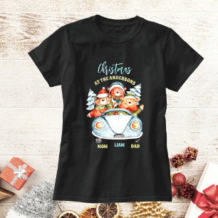 Cute bear family Christmas at the Name car T-Shirt