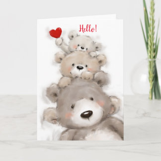 Cute bear family saying " Hello! ". Card
