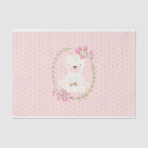 Cute Bear Floral Wreath and Hearts Tissue Paper