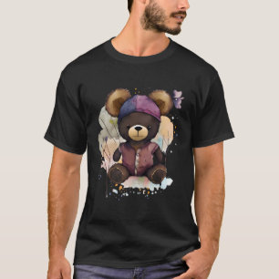 Cute Bear For Kitten Lovers Colourful Art Kitty Ad T-Shirt