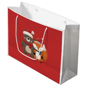 Cute Bear & Fox Christmas Gift Bag