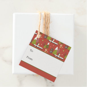 Cute Bear, Fox, & Hedgehog Kids Funny Christmas   Favour Tags