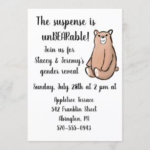 Cute bear gender reveal party invitation