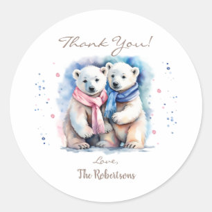Cute Bear Gender Reveal Thank You Favour Sticker