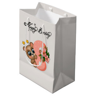 Cute bear girls Birthday 8th Medium Gift Bag