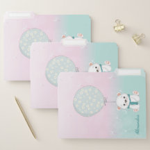 Cute Bear Girly Watercolor School File Folder