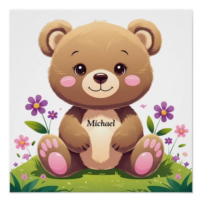 Cute Bear – Glossy Perfect Poster for Kids Room (Front)