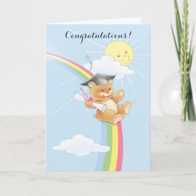 Cute bear graduation animals customisable card (Front)