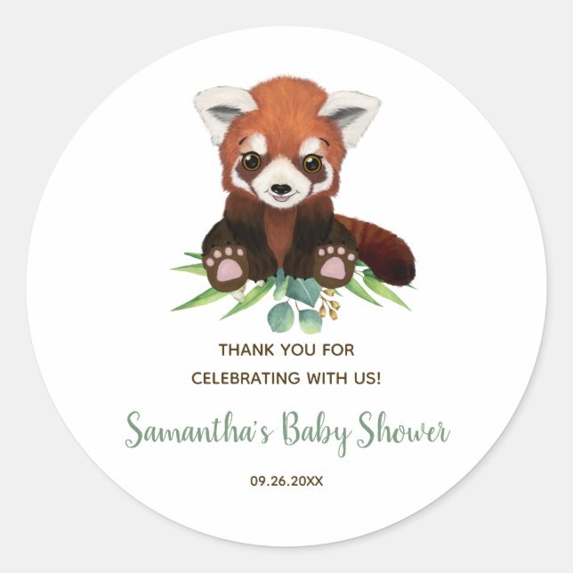 Cute Bear Greenery Neutral Baby Shower Favour Classic Round Sticker (Front)