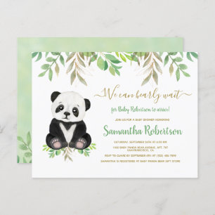 Cute Bear Greenery We can bearly Wait Baby Shower Invitation Postcard