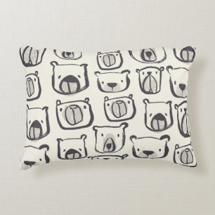 Cute bear, hand-drawn seamless pattern. decorative cushion