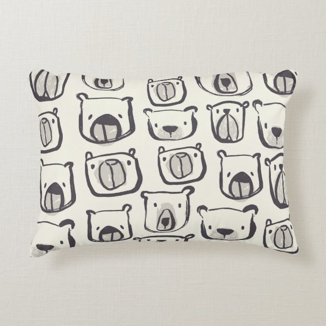 Cute bear, hand-drawn seamless pattern. decorative cushion (Front)